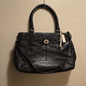 Black Leather Coach  Handbag